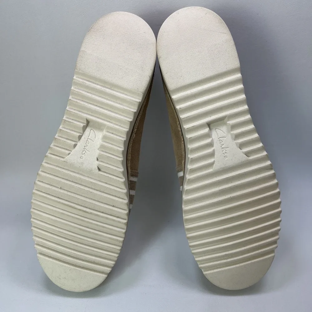 Clarks‎ Womens Serena Paige 9.5 Suede Stripped Canvas Slip On Espadrilles Ortho